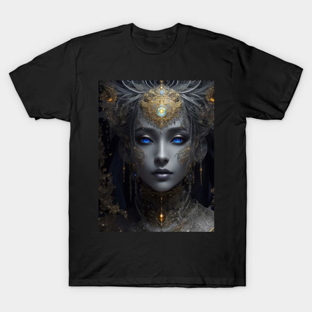 Divine Radiance: Enigmatic Celestial Being T-Shirt by Dark Juliettes